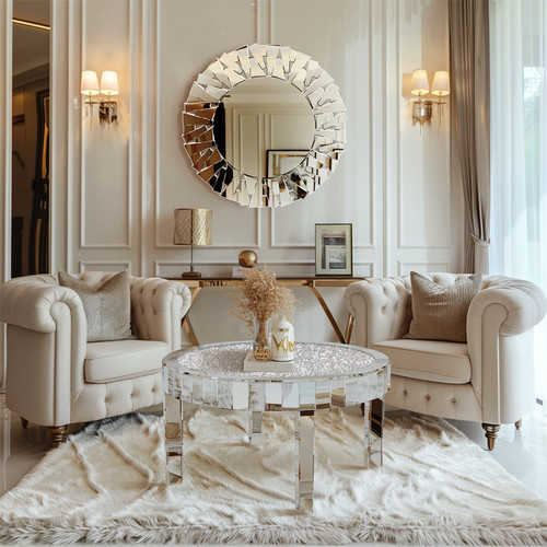 Silver mirrored coffee table - silver,