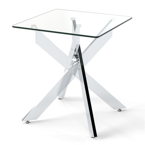 Glass side table - silver, clear
