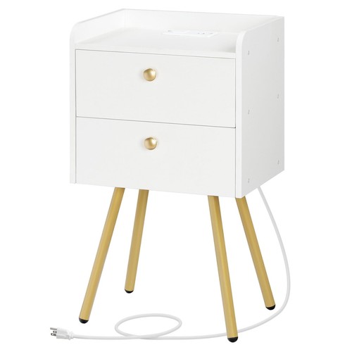 White nightstand with - with, charging