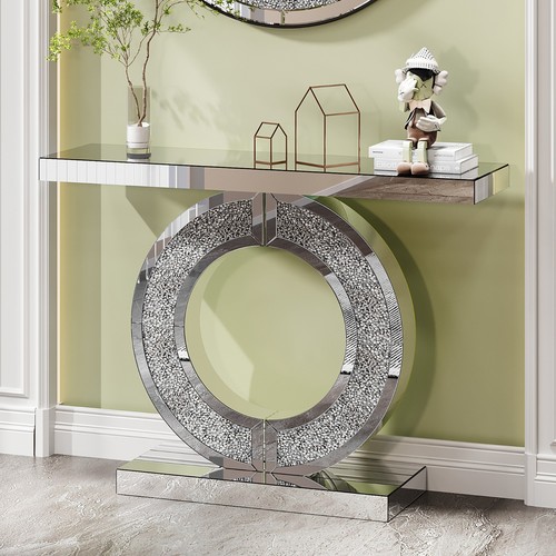 Shaped mirror console table - mirror,