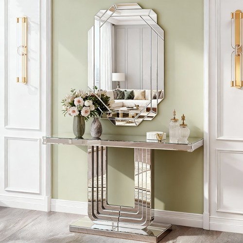 Mirrored console table silver - mirrored,