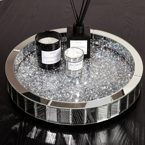 Silver mirror decorative tray - silver,