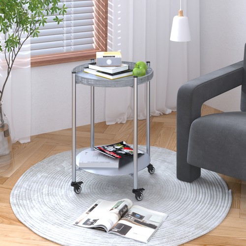 Round tier metal side table - side,